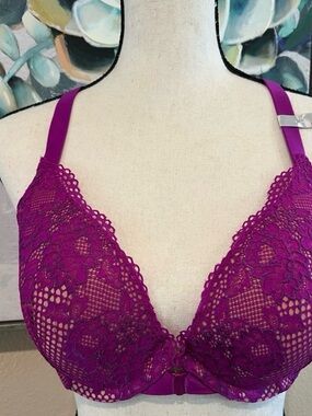 NWT Plunge Lace Underwire Bra - Purple 38C ambrielle